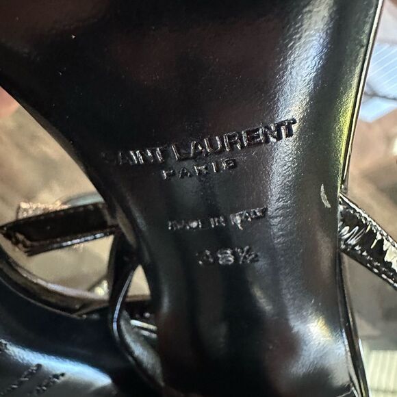 Saint Laurent Black Strappy Sandals - Picture 8 of 12